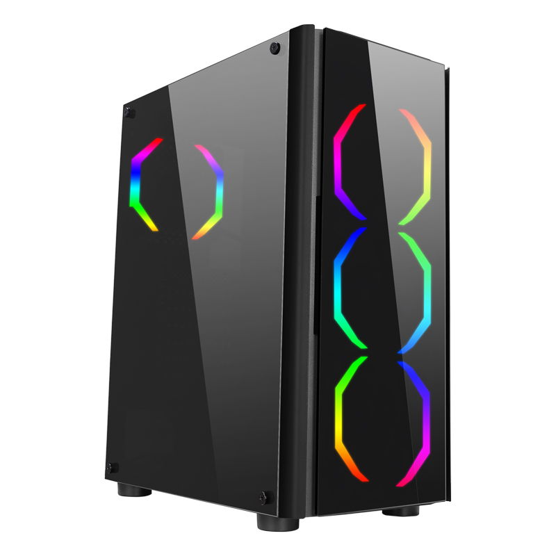 Высококачественный чехол для игрового компьютера с RGB-вентиляторами и закаленным стеклом