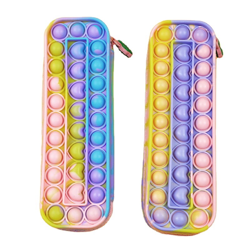 New Arrival Push Pop Fidget Toy Bag Rainbow Colors Pop Pop Toys Pencil Case Bag