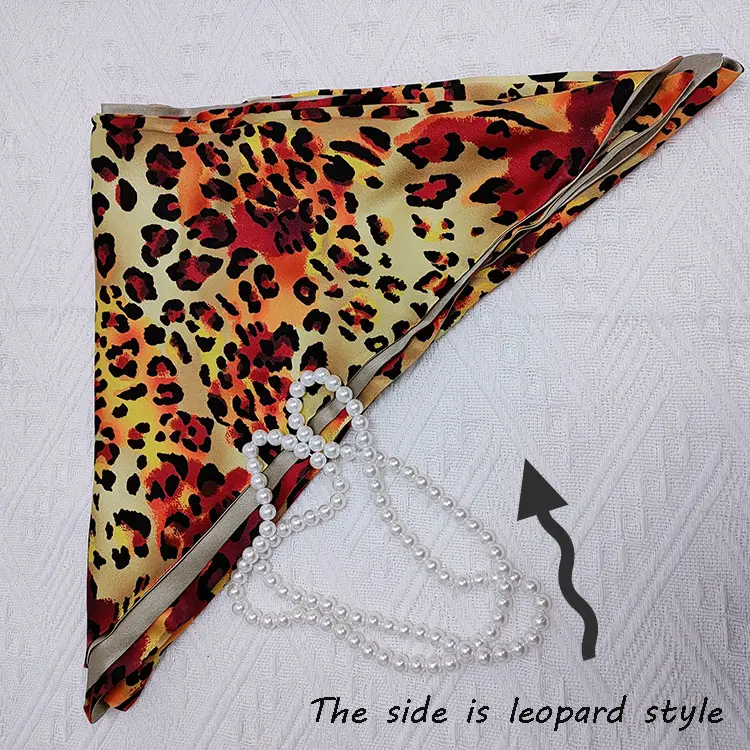 100% Silk 22MM Double -sided 87*127cm Triangle Scarf Leopard Hair Wraps