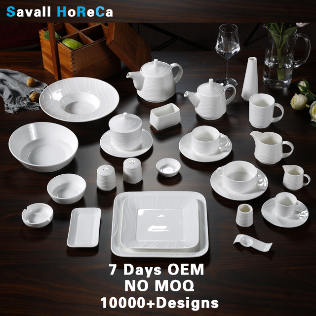 Savall HoReCa 32 шт. волнистая костяная фарфоровая посуда фарфоровый столовый набор столовая посуда набор керамической посуды для отеля ресторана