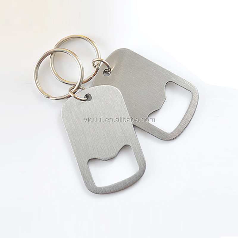 Stocked wholesale stainless steel mini dog tag bottle opener keychain