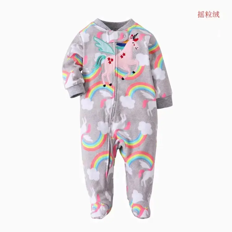 2021 autumn/winter new infants and toddlers wear shaker fleece baby feet with zipper long sleeves climbing suit