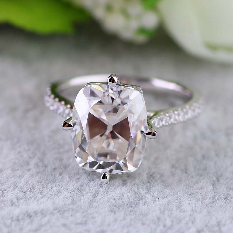 Производитель 14k белое золото кольцо moissanite Ювелирные изделия Подушка Старый европейский огранка moissanite алмаз