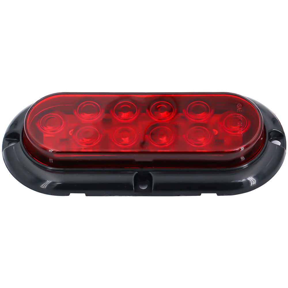 Super Bright 10 LED Red Oval Sealed Turn Brake StopTail Light Truck Trailer RV Boat Kit WG023