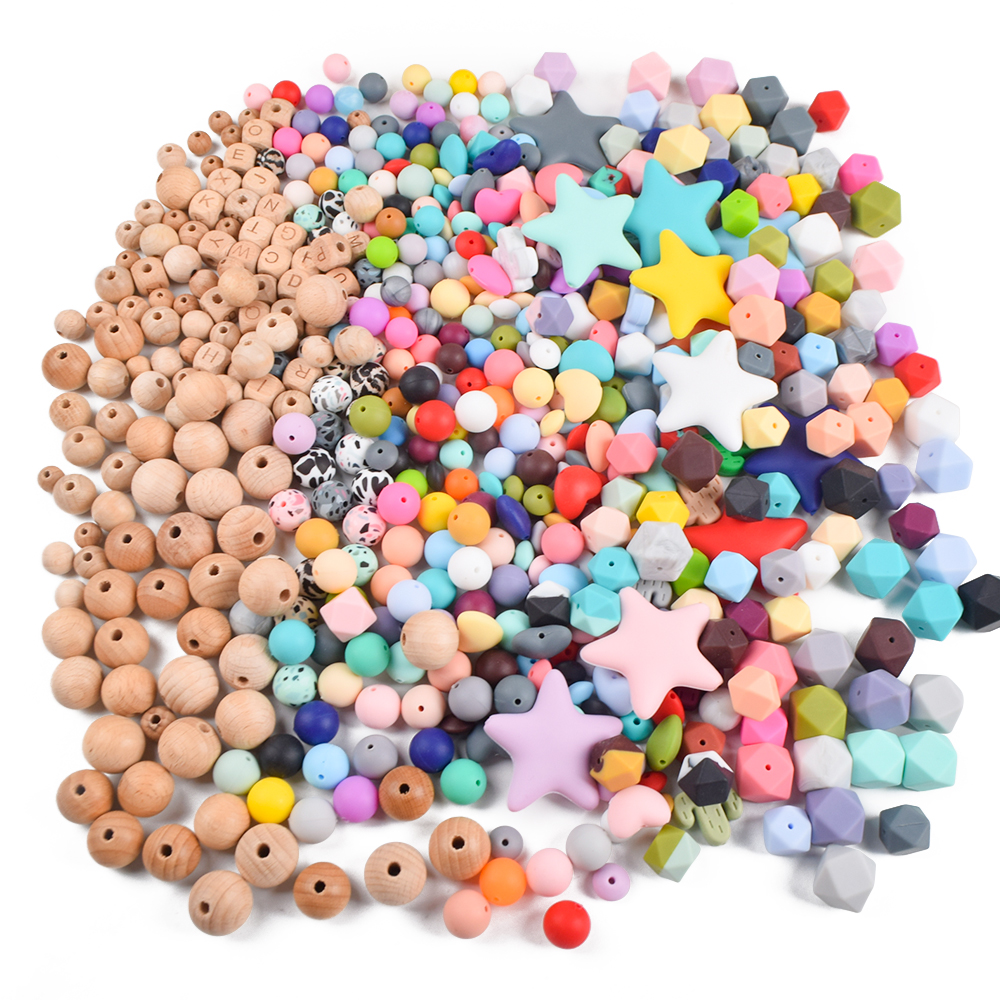 BPA Free Baby Chew Teething Toys Jewelry Chewable Nursing Necklace Accessoriestoy Silicone Teething Beads For Jewelry