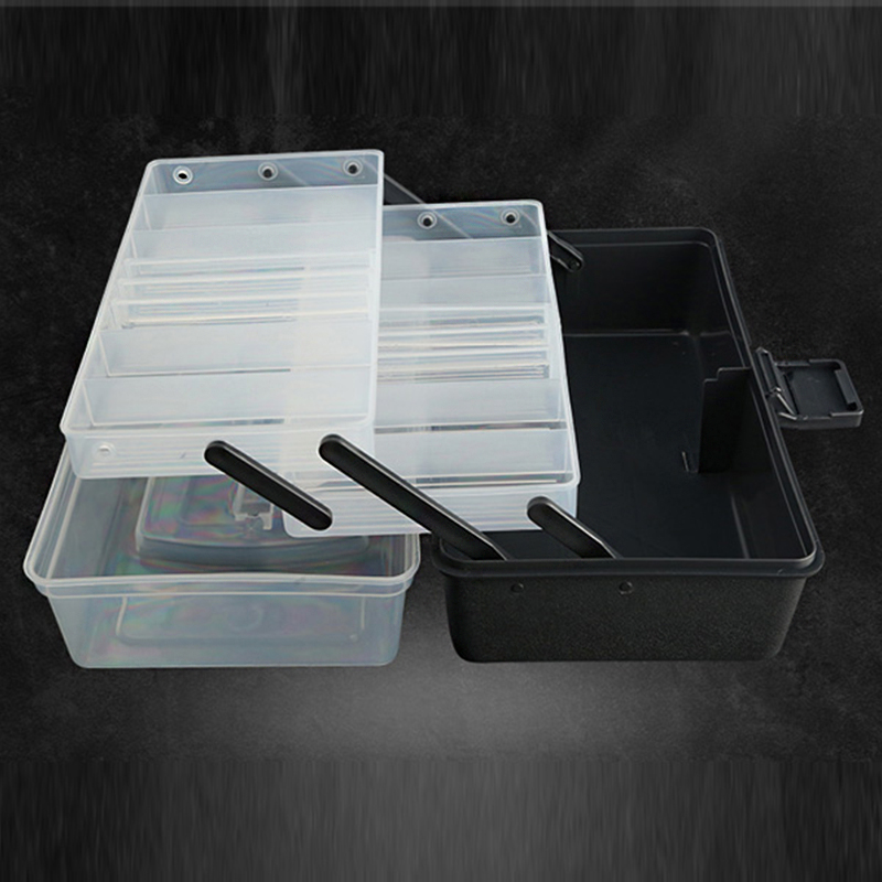 LUTAC Grey Portable BOX 2 plies Fishing tools And Accessories Lure Box Plastic tackle box 30*18*15cm