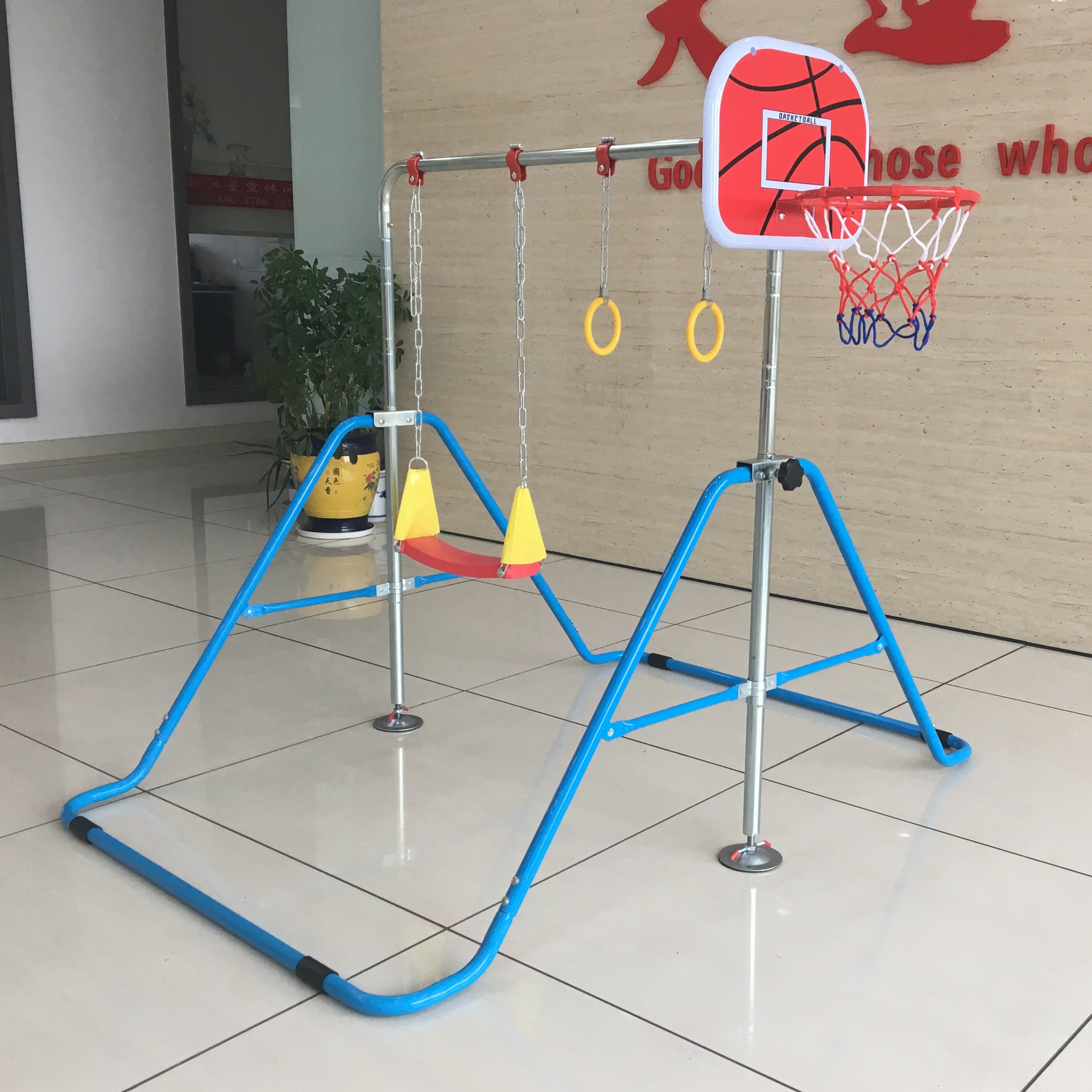 Yfstar XK-022 Детская домашняя турник с качелями и кольцо Баскетбол Детская гимнастическая штанга