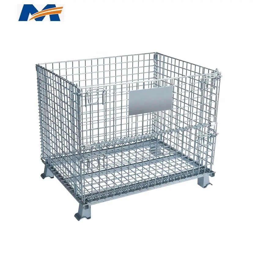 high quality hot dip zinc iron steel metal cage warehouse storage mesh container wire basket