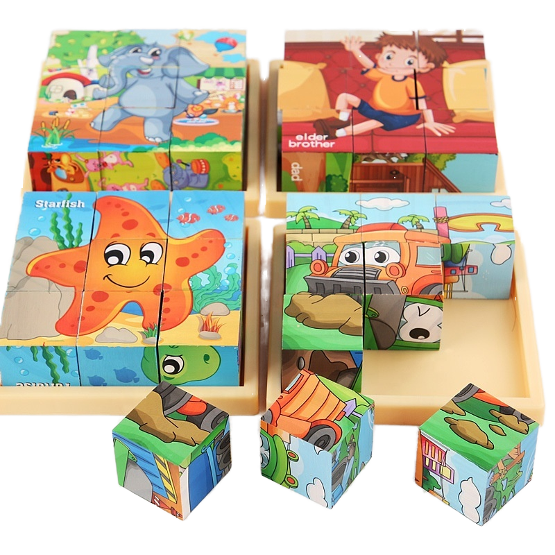 9 Pcs Building Blocks 3D Puzzle Kindergarten Puzzle Preschool Age Early Education Montessori Toys Children Wooden Toys