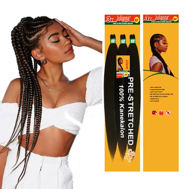 Private Label Products 3X Ghana Pre-Stretch Ombre Braiding Hair Wholesale Pre Stretched Braids