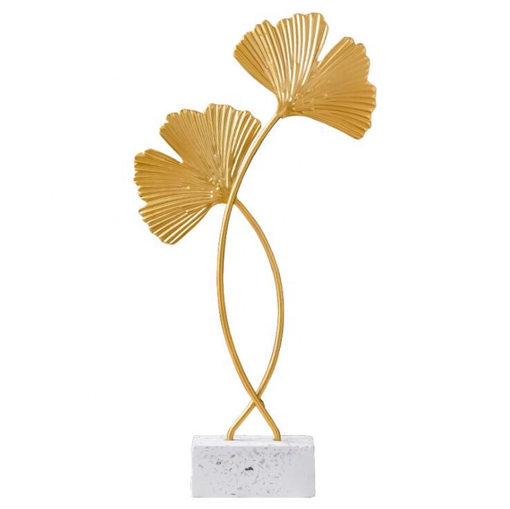 Light Luxury Golden Wrought Iron Ginkgo Biloba Ornaments Living Room Porch Decoration