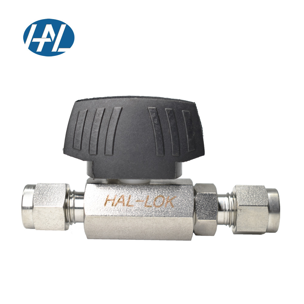 Haoliu SS316 stainless steel stop valve hydraulic forging straight through ferrule hexagonal ball valve