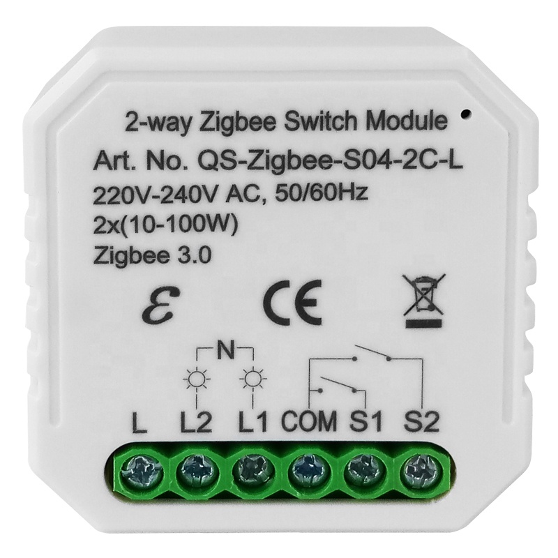 Новое поступление, переключатель IoT Tuya Zigbee 3,0, реле ведьмы OEM, корпус ПК, 2 клавиши, умный светильник Zigbee, настенный выключатель, без нейтрального провода