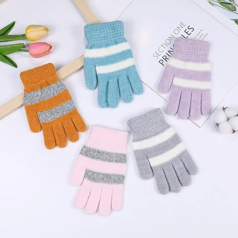 Winter Magic Gloves Touch Screen Women Men Warm Stretch Knitted Wool Mittens Decorative pattern acrylic Gloves