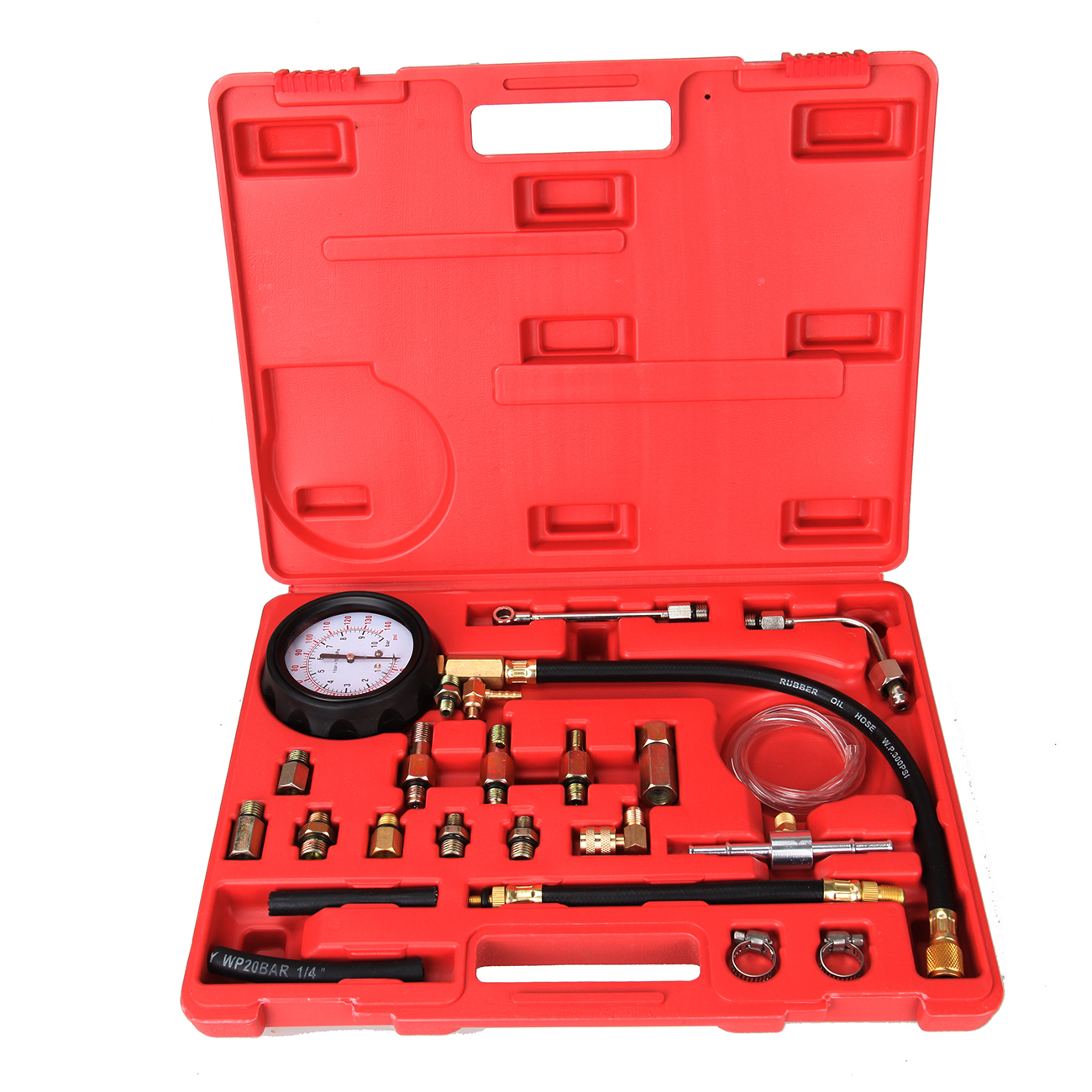 0-140PSI Fuel Injector Injection Pump Pressure Tester Gauge Kit Car Tools