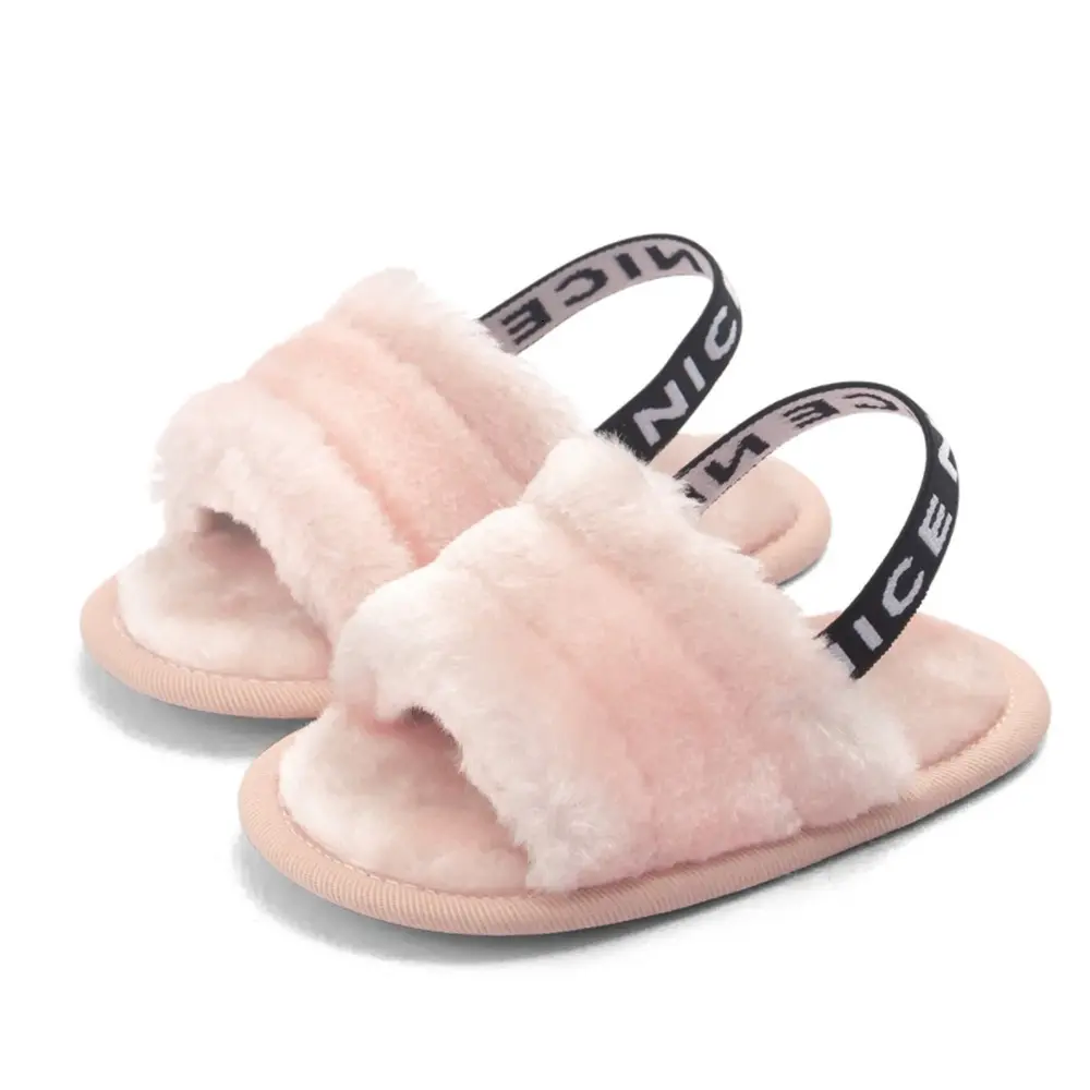 Winter Kids Slippers Solid Candy Color Plush Indoor Slippers For Boys Baby Toddler Girls Soft Warm Non Slip Floor Children Shoes