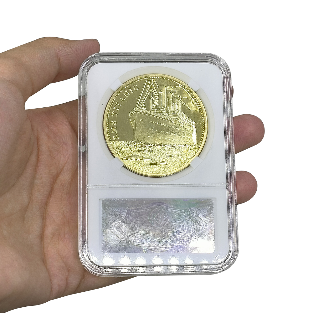 Ready Stock Titanic Gold Silver Plated Coin 40mm Ship And Travel Map Commemorate Challenge Coin