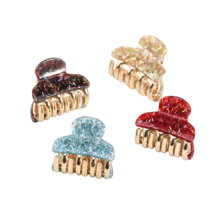 Hot Sale Korean Fancy Beautiful Acrylic Hair Claw Bling Versatile Retro Small Hair Claw Clip For Girls