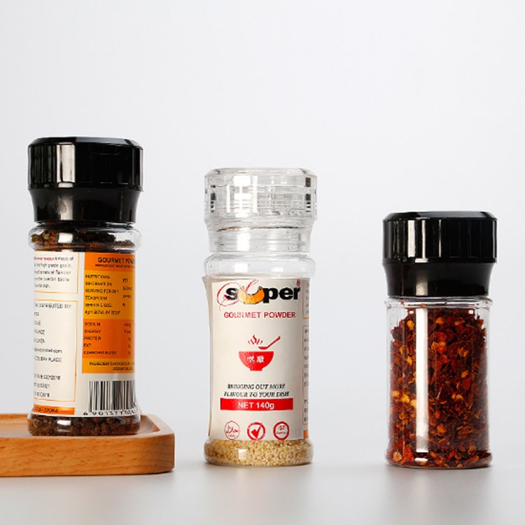 Hot Products Manual Thickened Plastic Pepper Salt Mill Spice Grinder Adjustable Coarseness With Ceramic Core