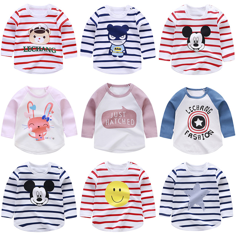 100% cotton long-sleeved shirt baby T-shirt kids clothing Wholesale clothes Boys and girls coat