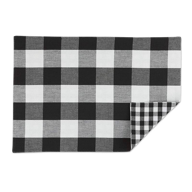 kitchen collection cotton reversible use black white buffalo check placemat set table placemat linen