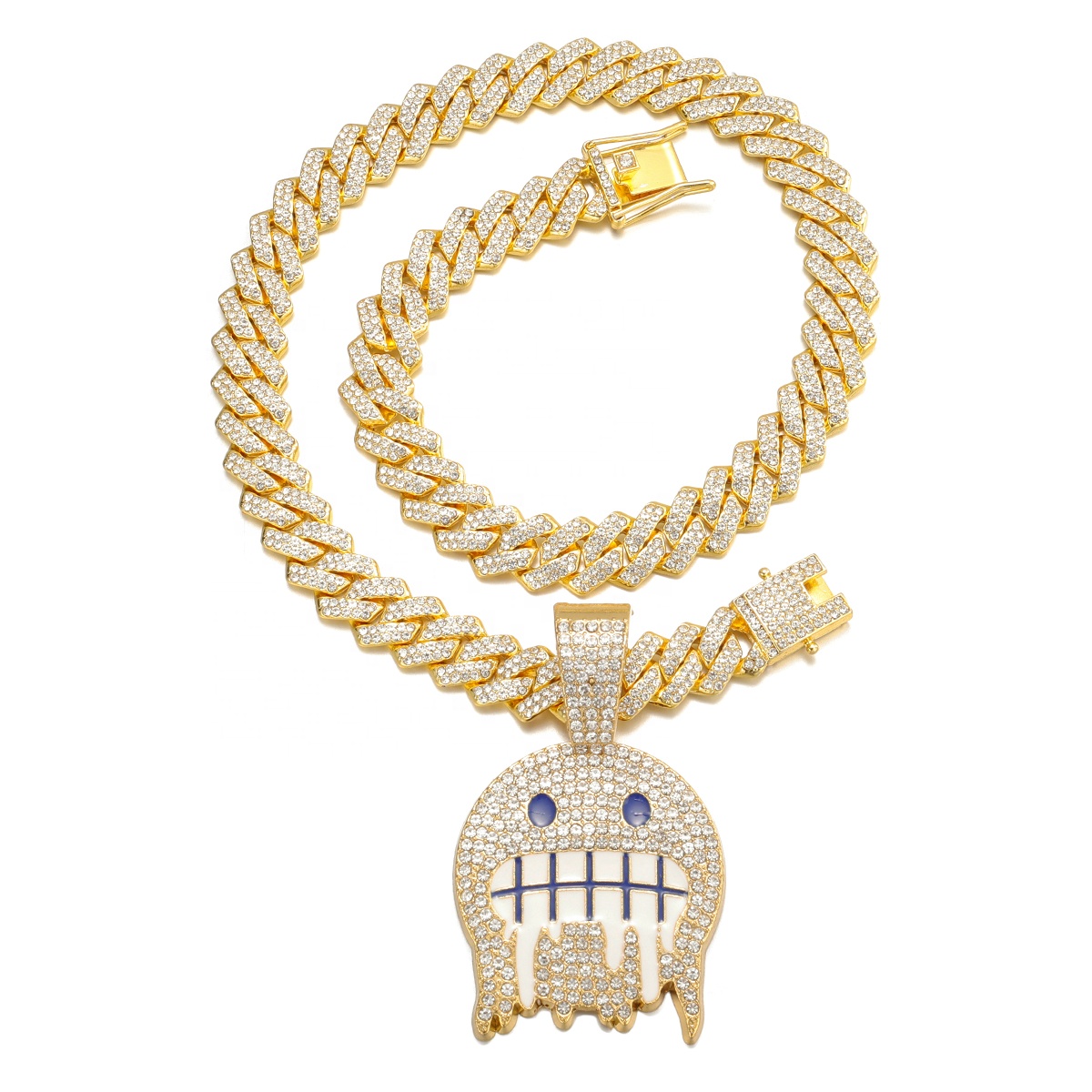 Hot Selling Hip Hop Classic Diamond-shaped Cuban Necklaces Miami Punk Street Rap Chain Link Emote Jewelry For Women Party Gift
