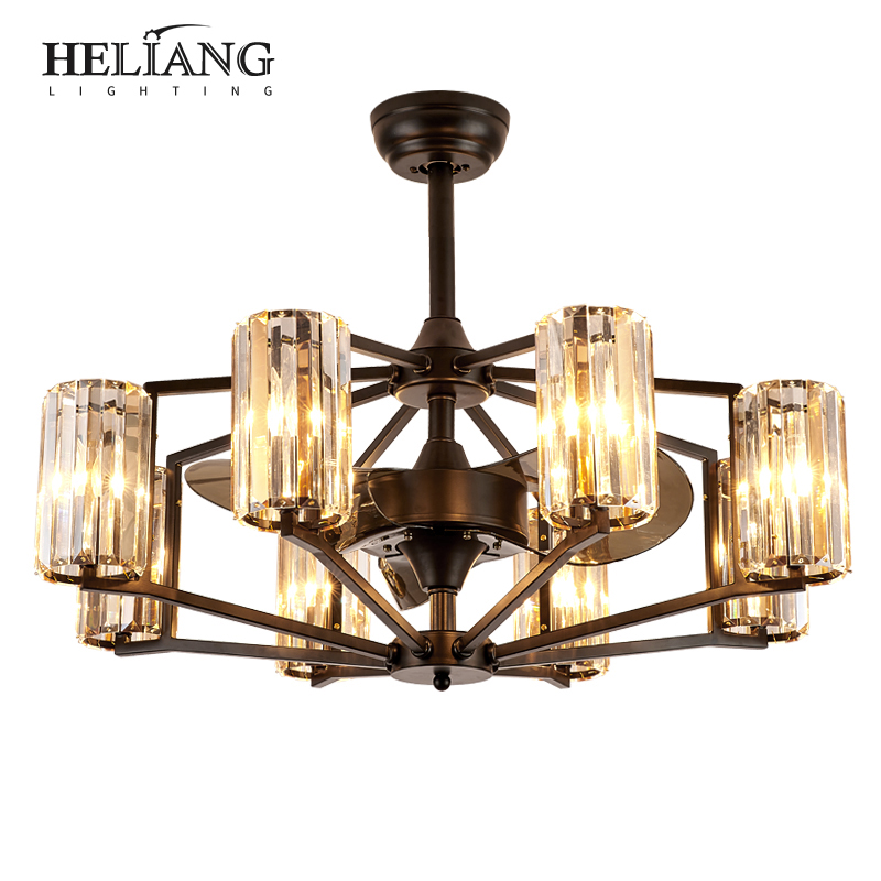 Light luxury fan lamp living room fan chandelier modern simple Nordic restaurant bedroom frequency conversion fan lamp