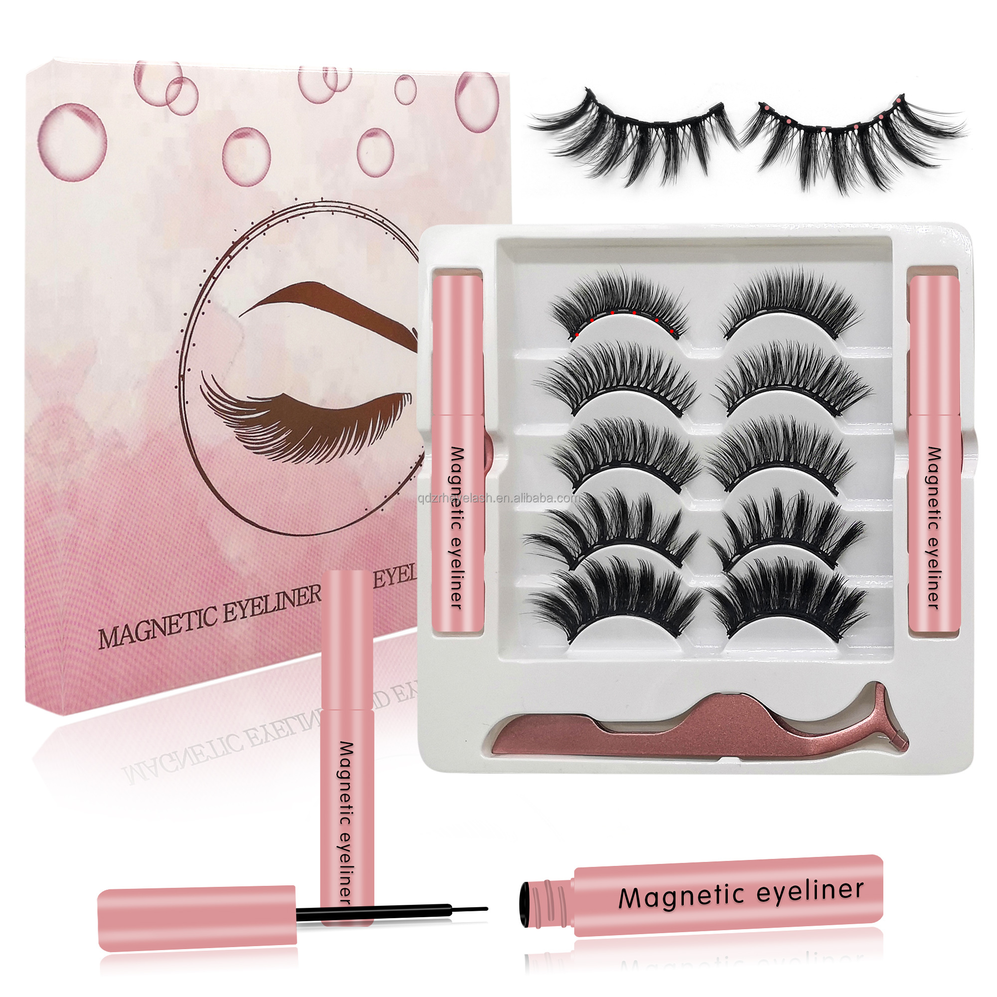 Magnetic Eyelashes 5 magnets Mink or 3d 5dSynthetic Magnetic Lashes 3d wholesale magnetic eyelashes customed package loge magnei