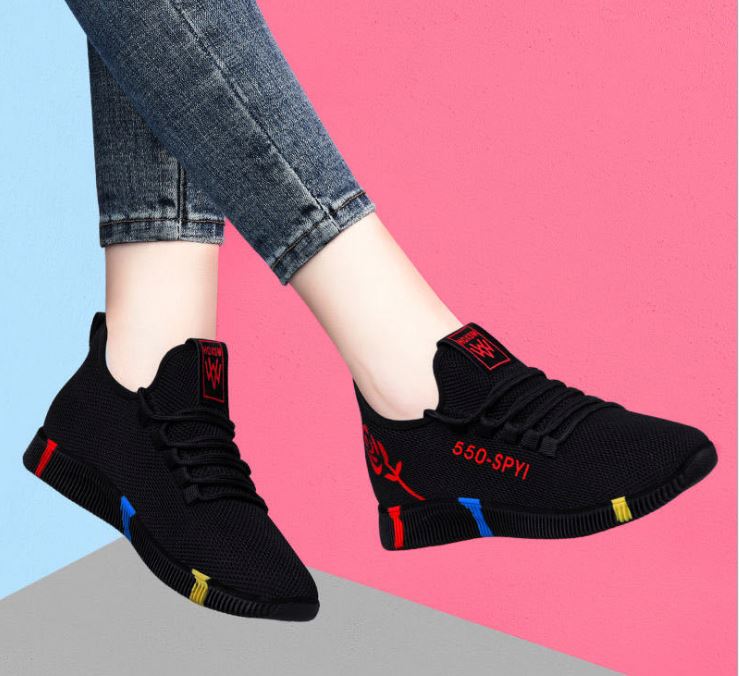 In Stock Factory Woman Cheap Breathable Custom Sock Shoes Walking Sports Shoes Ladies Wedge Sneakers