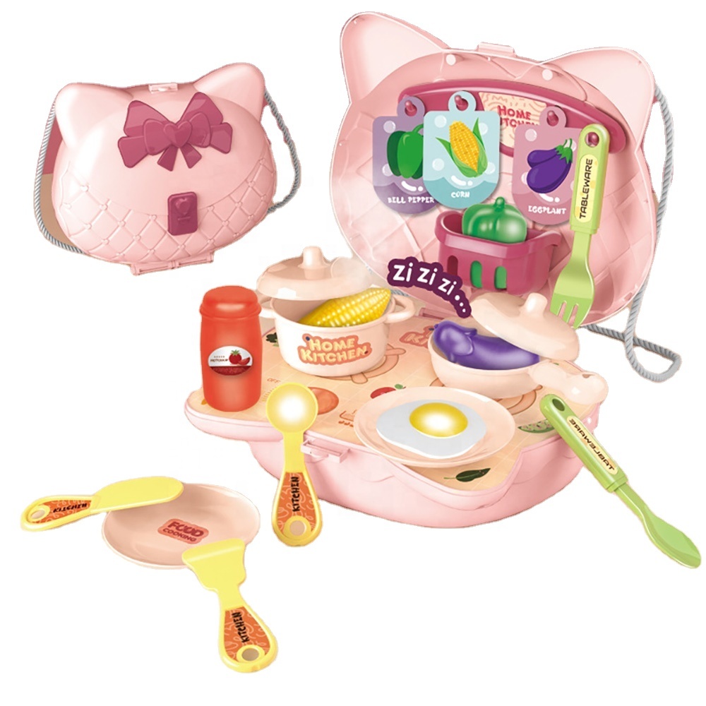 Kitchen sets cooking Preschool Toy Role Play Set dress up toy girls beauty set toy fancy plastic makeup purse