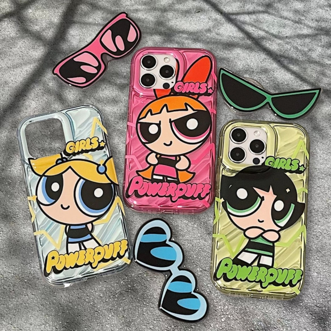 Powerpuff девушки с подставкой для Apple 14 Phantom чехол iphone13promax/12/11 чехол xs мягкий 8p