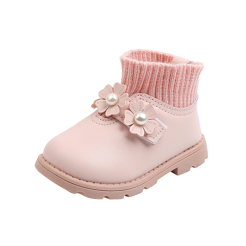Shangzhou OEM Botas de mujer Princess Leather Floral Soft Sole Cotton Warm Winter Boots