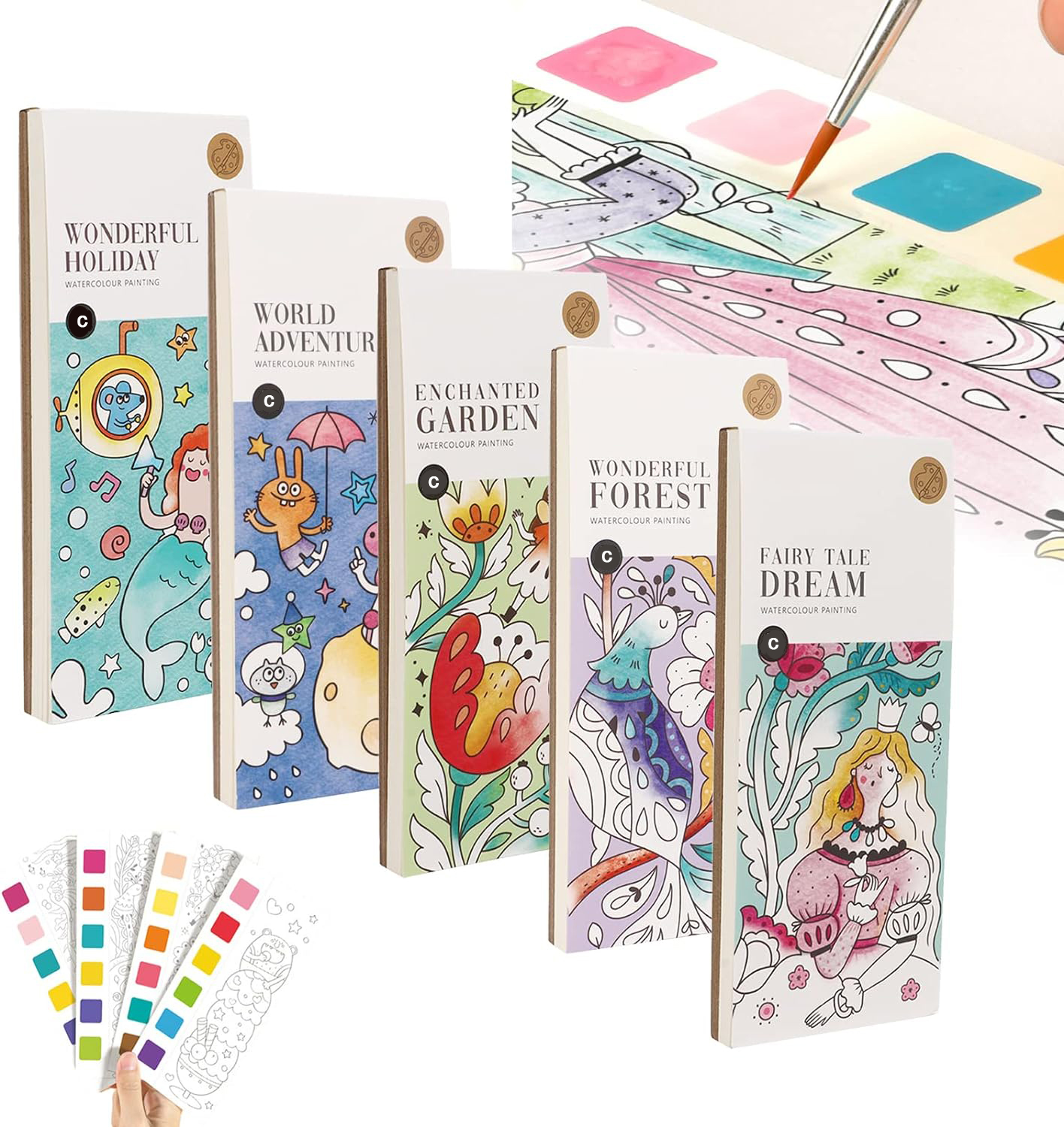 Multiple Themes creative Portable Kids Drawing Coloring Watercolor graffiti Painting Book