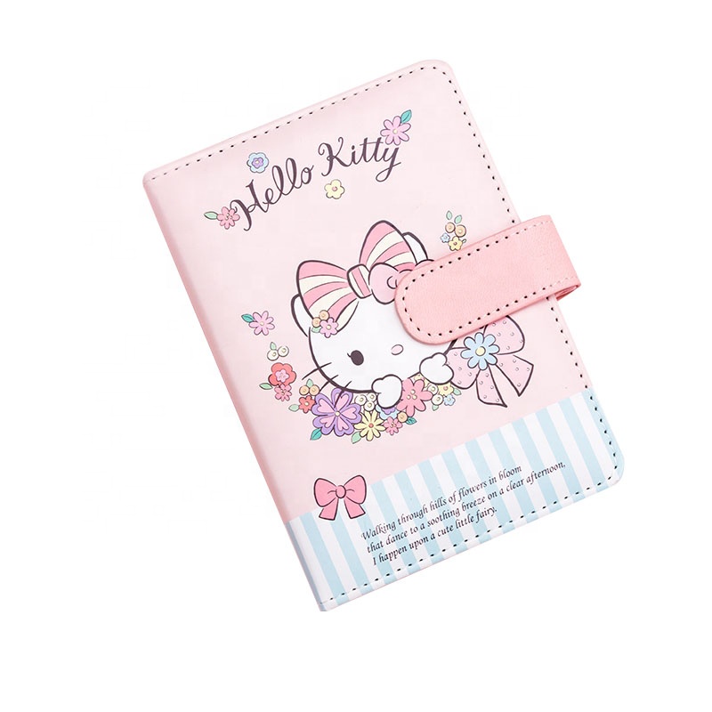 Кожаный блокнот Kawaii с милым мультяшным принтом Hello-Kitty, маленький свежий дневник, который можно носить с собой, ручные блокноты
