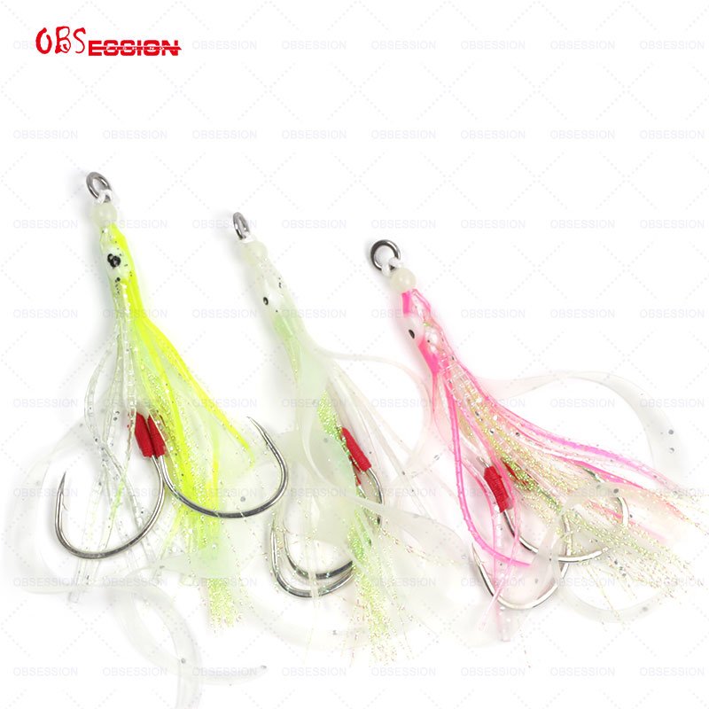 HK018 2set/bag Jigging Assist Hooks High Quality Assist hook Fishing Luminous Custom Wholesale