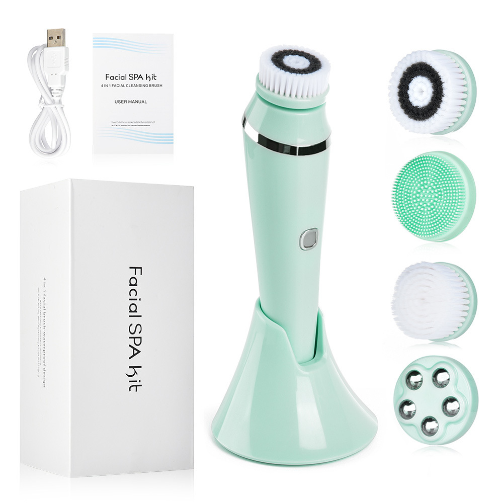 Unice 4 in 1 Facial Ultrasonic Waterproof Facial Cleansing Brush Silicone 2021 Private Label New IPX7 Faceskin Cleanser Device