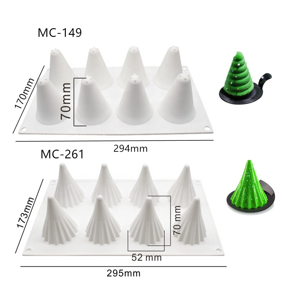 AK Christmas Tree Mousse Cake Molds Tower Shape 3D Silicone Chocolate Cake Decorating Moulds Pastry Baking Pan MC-149/261