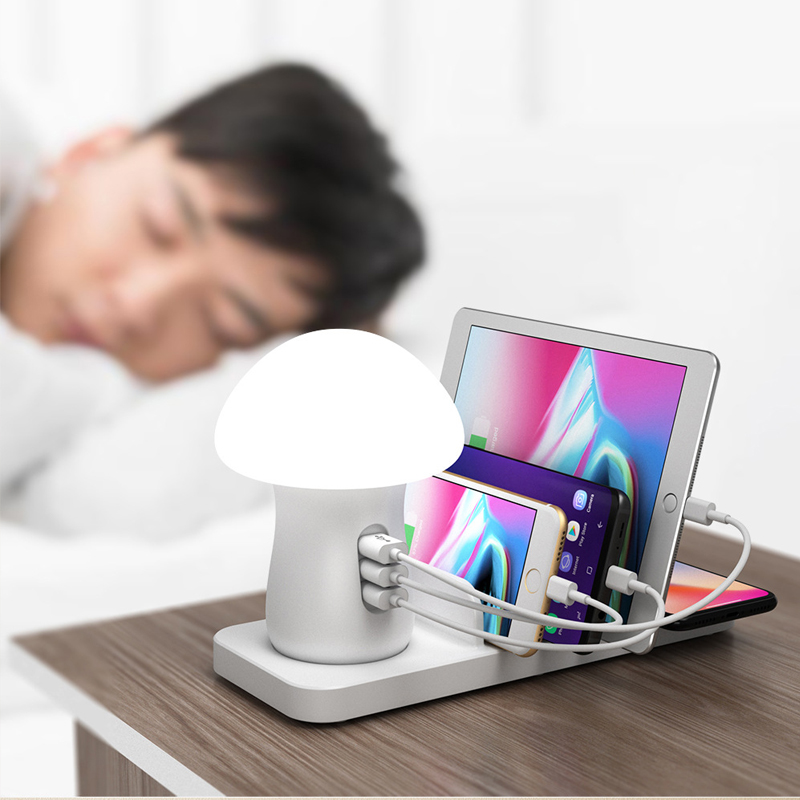 Mushroom Shape LED Night Light With QC3.0 Quick USB Wireless Charge