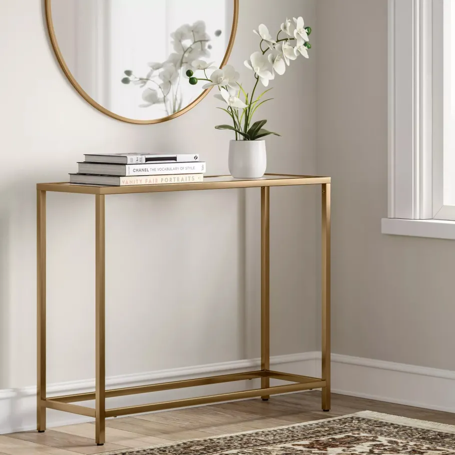 MAGI Factory Directly gold Glass Top Console table tall gold console table luxury