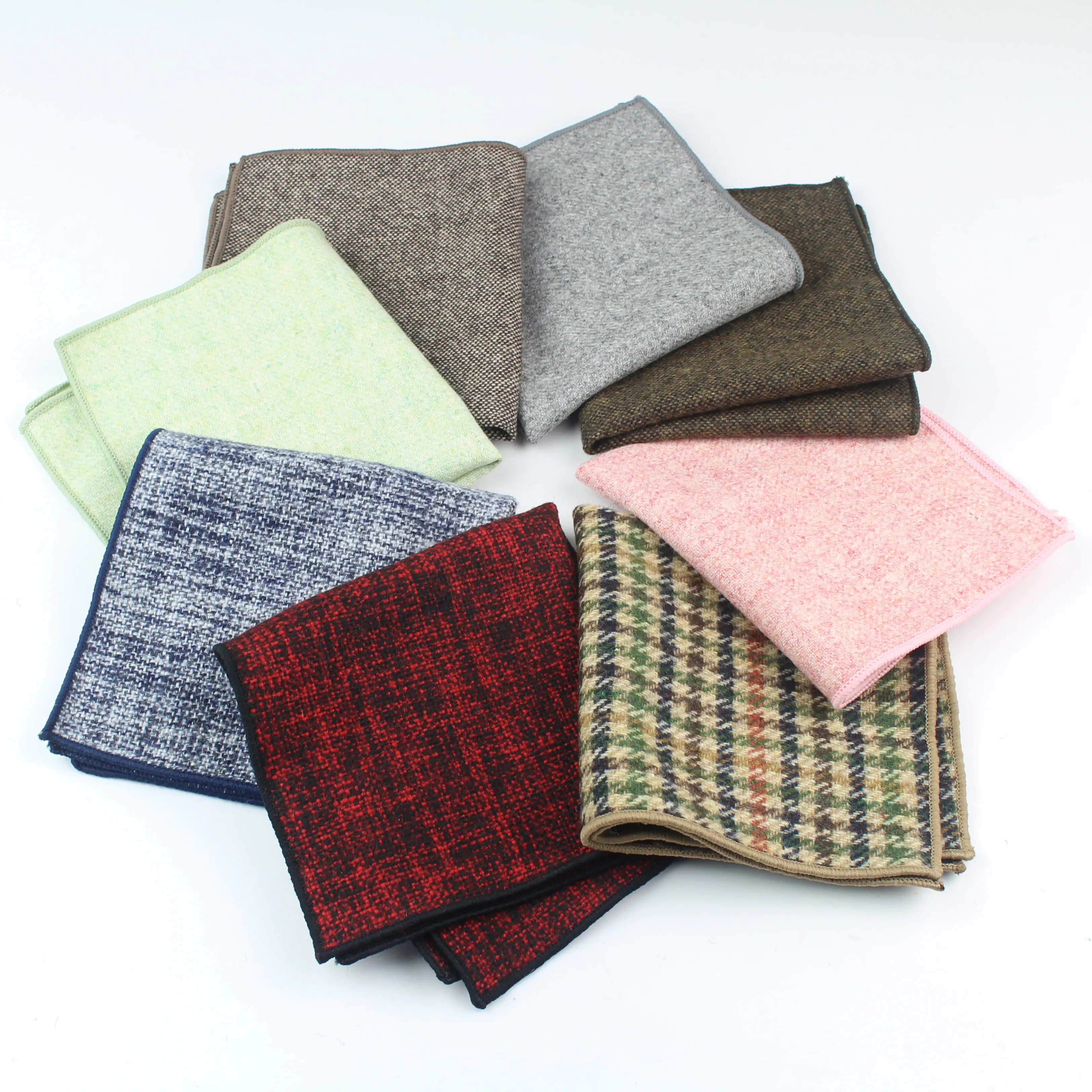 High Quality Wool Cotton Pocket Square Skinny Handkerchief Narrow Solid Color Slim Clothing Accessories