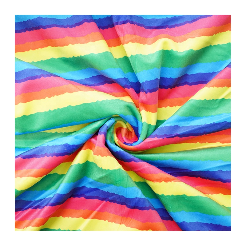 Wholesale No MOQ Custom Digital Printing Rainbow Crystal 100% Polyester Super Soft Fabric