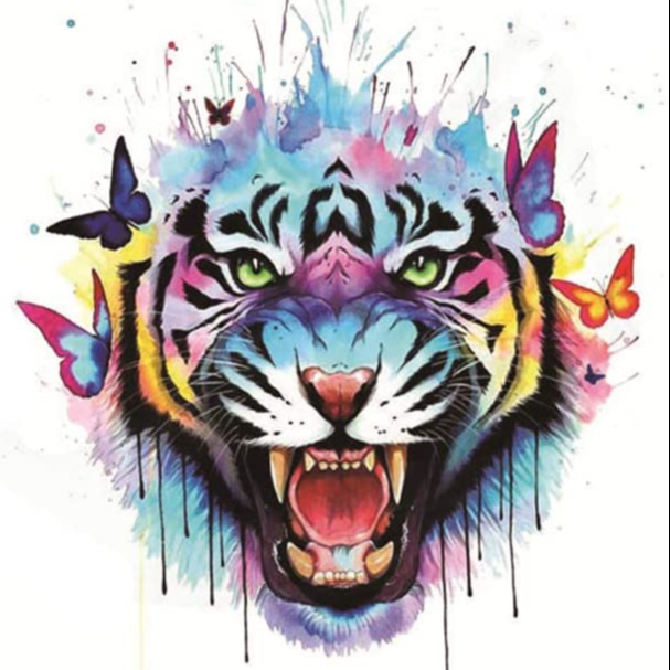Термотрансферная наклейка Tiger с утюгом, моющаяся наклейка