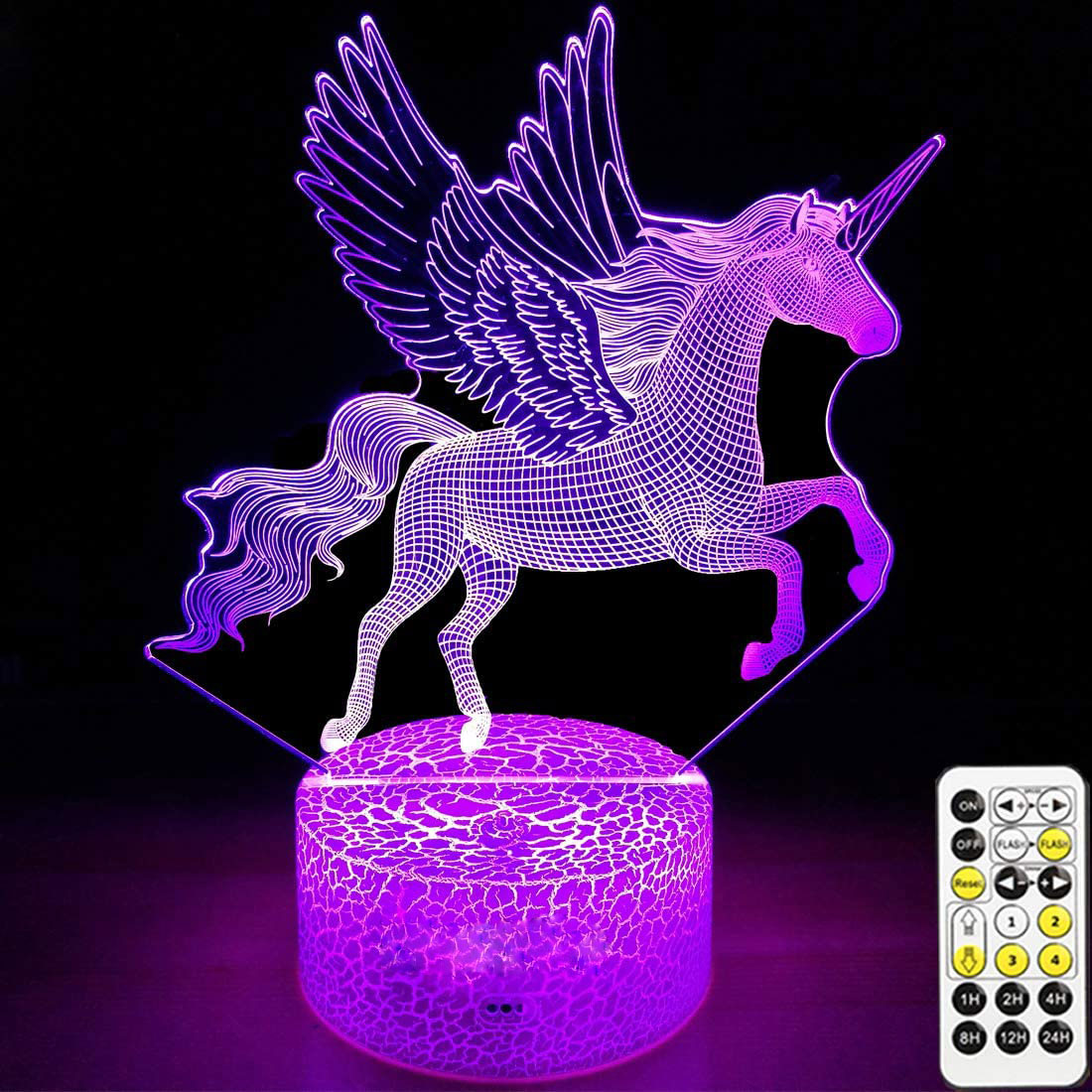 The factory wholesale OEM custom new cartoon lamp unicorn night light 3D night light LED night light