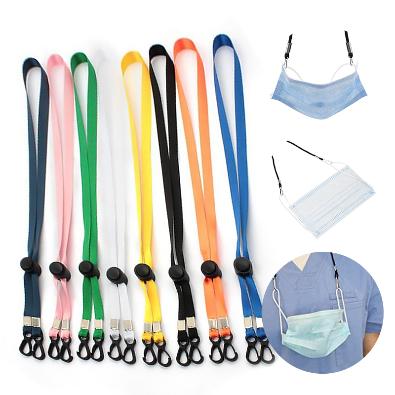 Sell like hot cakes Color Polyester adjustable length weaving Adults Kids Facemask Masking Lanyard