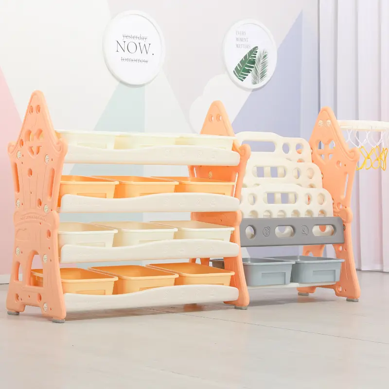 convenient space save plastic child bookshelves, Nordic style Floor Standing baby bookcase