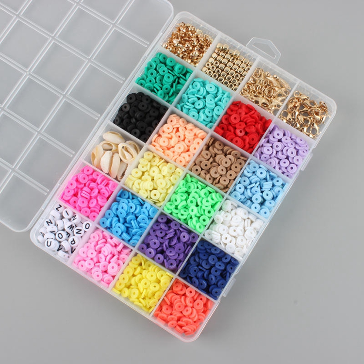 Customized round flat polymer clay beads bracelet making kit polymer clay beads for jewelry making
