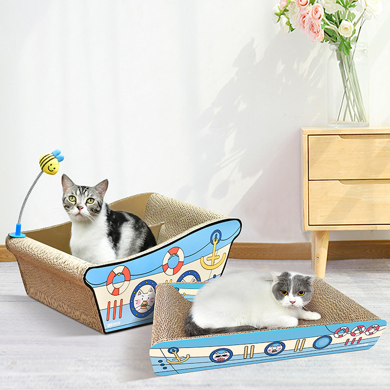 Pet Toys Cat Scratcher Bathtub and boat Shape cat bed for cat scratching with free catnip