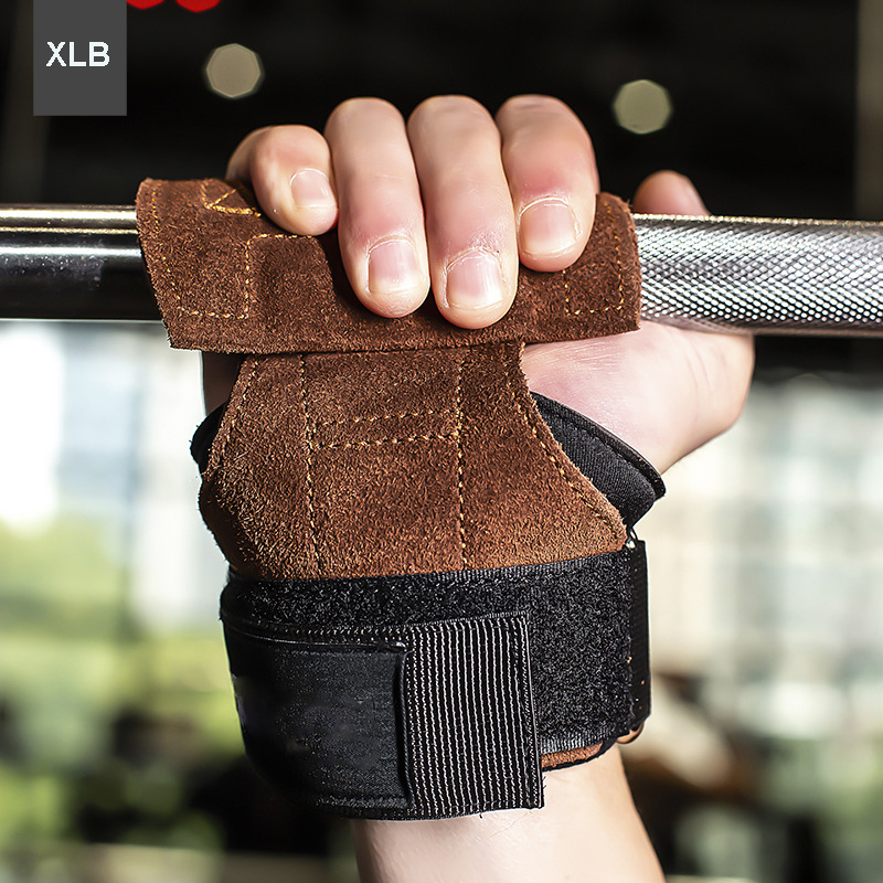 Women's fitness men's wristbands cowhide booster belt deadlift mitten pull-ups horizontal bar non-slip wrist assist belt
