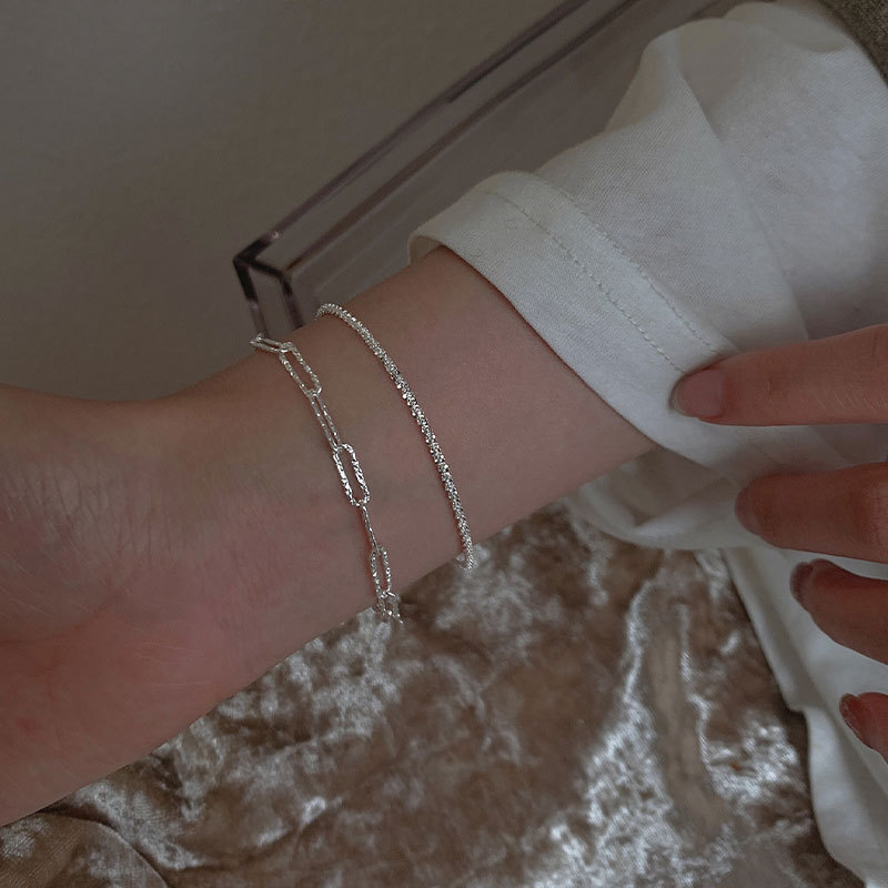 2022 new trendy s925 sliver fashion contracted style bracelets necklace and anklet for women
