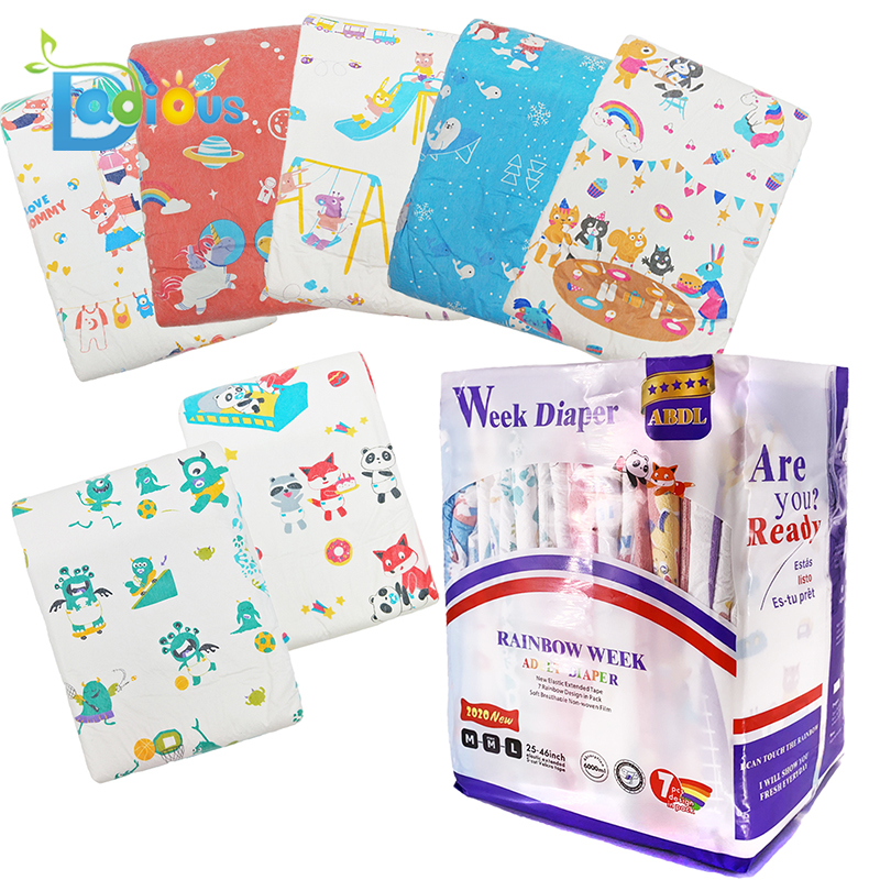 Подгузник Dadious Rainbow Week ABDL, подгузник для взрослых 6000 мл, 7 шт. в упаковке, подгузник DDLG